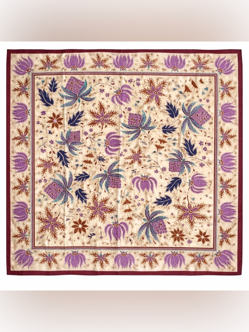 Echo Vintage Floral Scarf Batik Style Cotton Multicolor Square